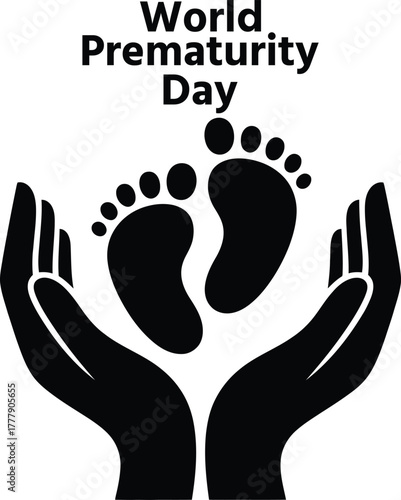 World prematurity day concept with tiny baby feet in caring hands
