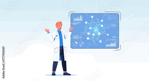 Scientist Presenting Research Findings On A Futuristic Digital Interface