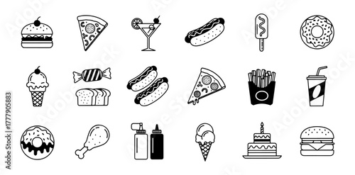 Fast food icon set