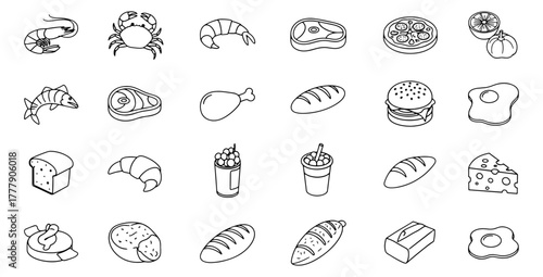Food line art icon set