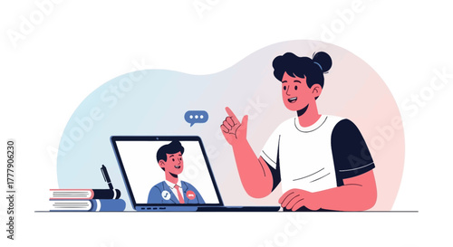 Online Video Conference Interaction And Communication Between Two Professional People