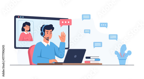 Online Video Conference Interaction Depicting Modern Communication And Connectivity
