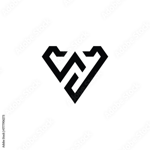 Letter Wd or Dw line art minimal simple creative logo