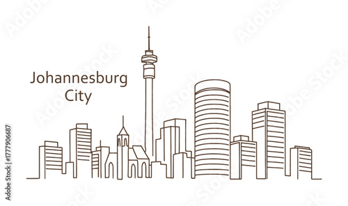 sketch drawing of johannesburg city - continous line (artwork 1)