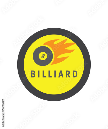 Billiard logo design, Billiards club logo template design,  Badge billiard logo with ball illustration template