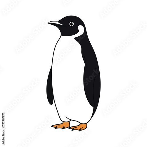Charming cartoon penguin standing upright with a friendly demeanor isolated on a bright background