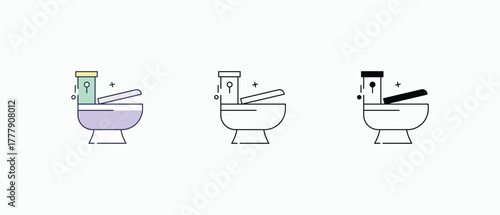 Water Closet icon multiple styles, including flat, line, glyph, and colored variations. Vector stock illustration