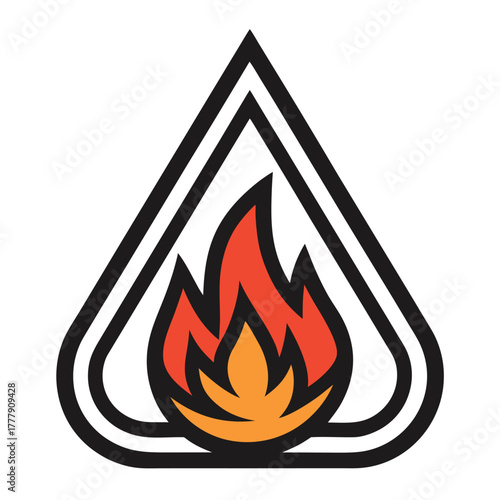vector fire icon set with flames illustration