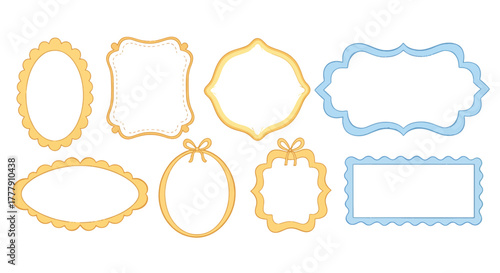 Set of vintage frames, hand drawn vector illustration for wedding invitation and greeting card design
