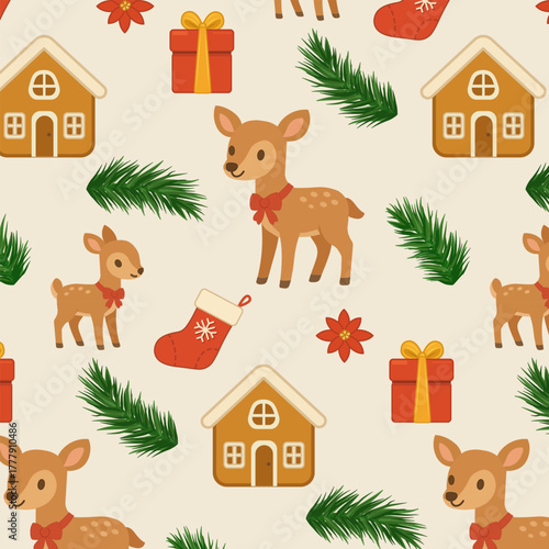  Christmas pattern with little deer