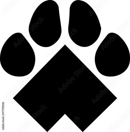 Dog paw print clip art design on plain white transparent isolated background for card, shirt, hoodie, sweatshirt, apparel, card, tag, mug, icon, poster or badge