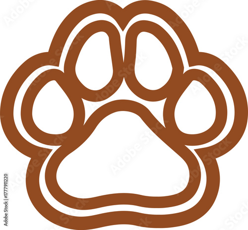 Dog paw print clip art design on plain white transparent isolated background for card, shirt, hoodie, sweatshirt, apparel, card, tag, mug, icon, poster or badge