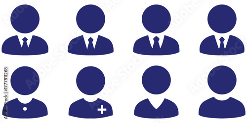 Corporate profile avatar icons, Business people silhouette symbols, Professional user profile collection