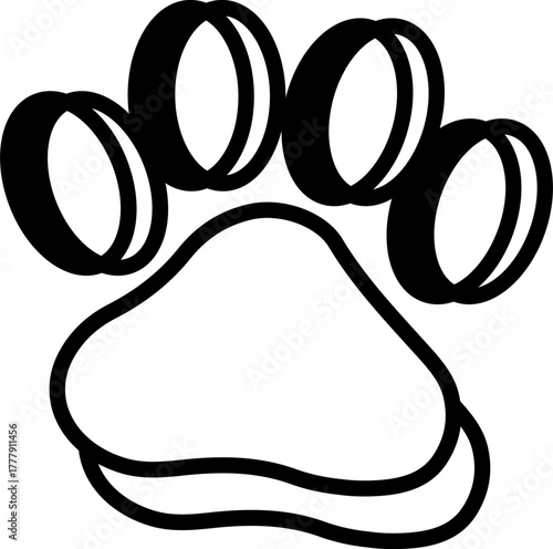 Dog paw print clip art design on plain white transparent isolated background for card, shirt, hoodie, sweatshirt, apparel, card, tag, mug, icon, poster or badge
