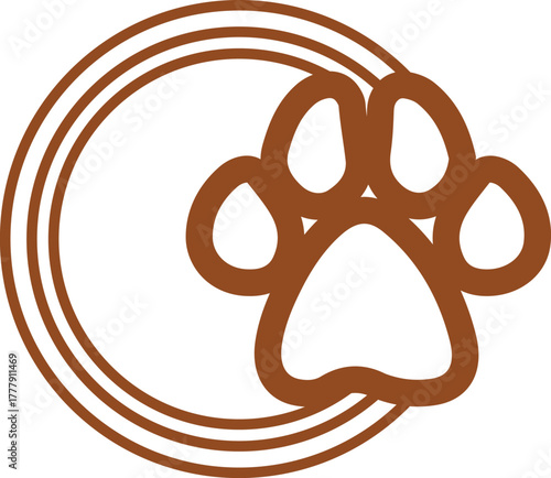 Dog paw print clip art design on plain white transparent isolated background for card, shirt, hoodie, sweatshirt, apparel, card, tag, mug, icon, poster or badge