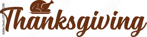 Thanksgiving typography clip art design on plain white transparent isolated background for card, shirt, hoodie, sweatshirt, apparel, card, tag, mug, icon, poster or badge