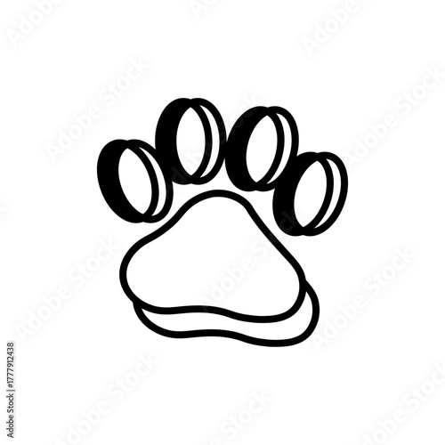 Dog paw print clip art design on plain white transparent isolated background for card, shirt, hoodie, sweatshirt, apparel, card, tag, mug, icon, poster or badge