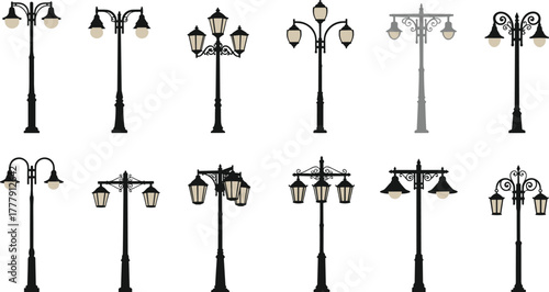 Elegant Street Lamp Designs, A Visual Catalog of Urban Lighting Styles from Classic Ornate Fixtures to Modern Minimalist Poles