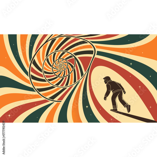 Radiant Sunburst Spiral – Retro Gradient Trippy Psychedelic Background