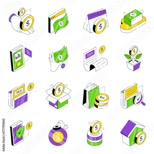 Set of Business Isometric Icons