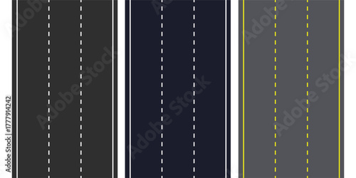straight asphalt road going to the distance on transparent background Road, highway isolated on white background. Vector 