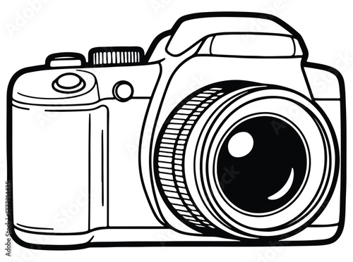 DSLR Camera Icon, professional photography equipment illustration symbolizing photo capture creativity and visual art concept for media production and digital design themes