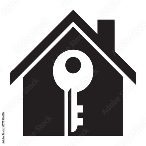 Modern House Key Logo Design for Real Estate and Home Security