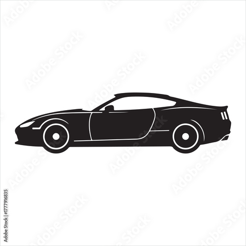 Black retro sports car isolated vector illustration