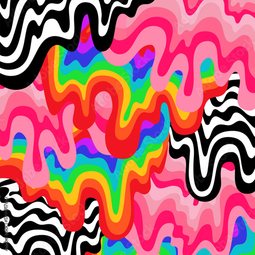 Fotografía Cool Wavy Abstract Rainbow Dripping Texture