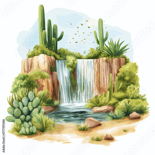 Nacunday National Park. Nacunday National Park hand drawn watercolor illustration