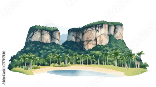 Guiana Shield. Guiana Shield hand drawn watercolor illustration