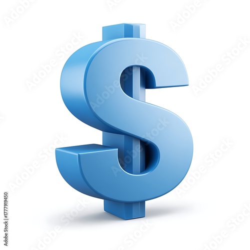 Vibrant Blue 3D Dollar Sign Illustration for Financial Articles, Accounting & Business Graphics