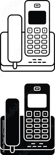 Landline Telephone Icon | Vector Illustration of Office Phone Communication Device | Business and Technology Symbol in Minimal Design