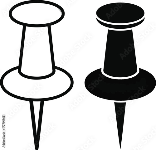 Push Pin Icon Vector | Office and Stationery Concept | Modern Flat Thumbtack Symbol for Business, Reminder, and Planning Design