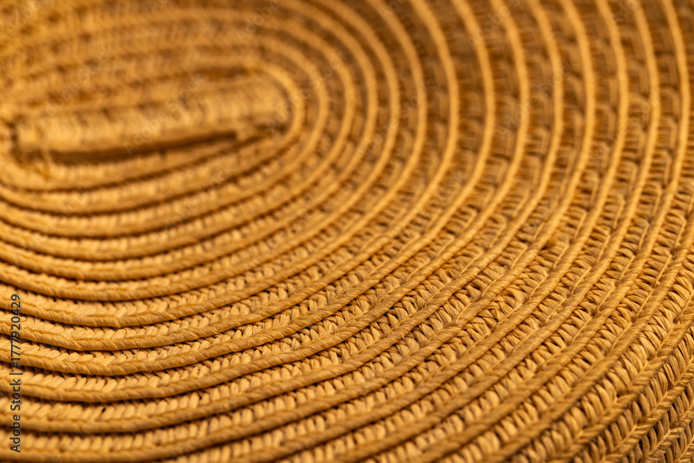 Fototapeta premium Close Up Straw Hat Weave Textile Background Texture