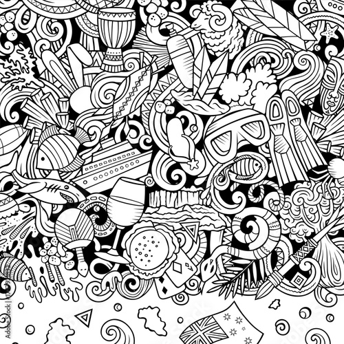 Australia cartoon doodle border illustration