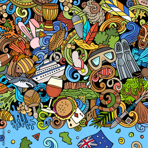 Australia cartoon doodle border illustration