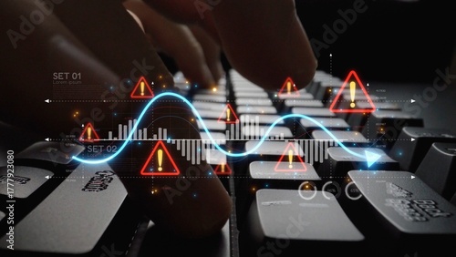 Photos Economic caution visual showing risk alerts and financial volatility