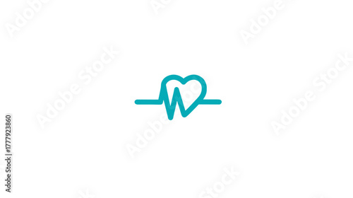 Modern dental care and heart health concept logo. Creative tooth and heartbeat pulse line icon for cardiology, wellness, and medical services.