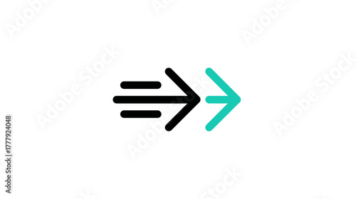 Speeding arrows icon representing fast forward, quick progress, data transfer, next step, or rapid movement concept on a white background.