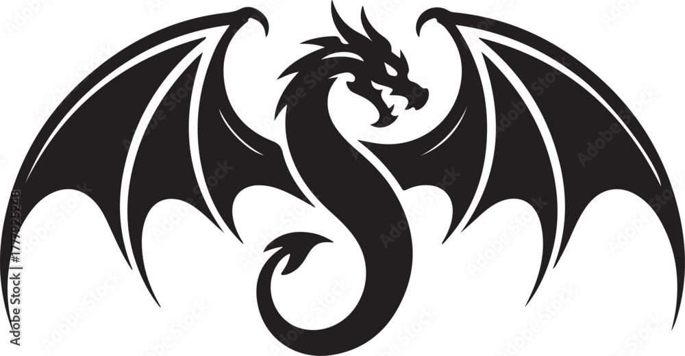 Obraz premium Fantasy Dragon Silhouette Illustration in Vector Form