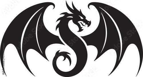 Mythical Winged Dragon Tribal Tattoo Design