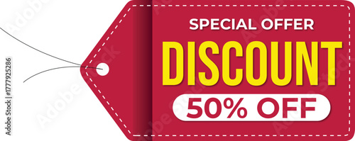 Flat Special Offer Discount Tag 50% off 