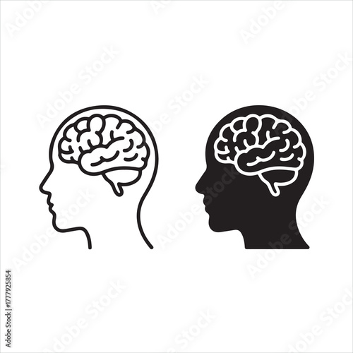 Human mind profile silhouette vector illustration of intelligence, thinking, and creative ideas concept with internal brain gears