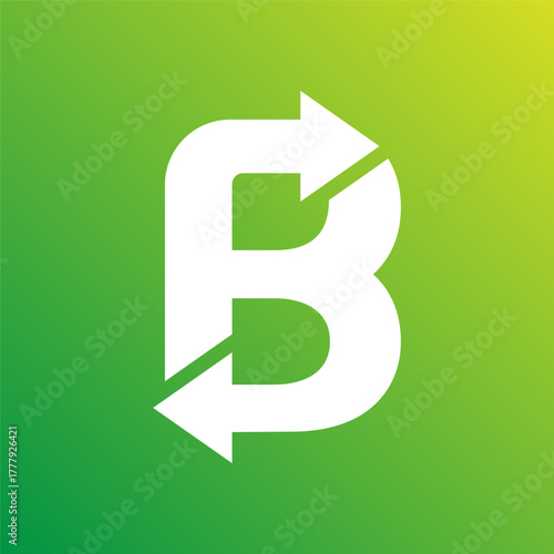 Bold letter B arrow nature green logo symbol icon flat stock vector design