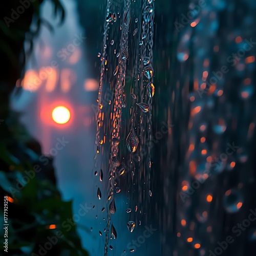 “Fantasy Tropical Waterfall at Sunset with Palm Trees – Vibrant Reflections and Magical Paradise Landscape”