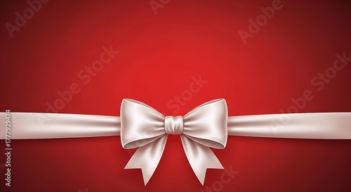 Elegant Red Background with Satin Ribbon and Bow Decoration for Festive Occasions and Special Events