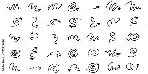 Creative Hand Drawn Arrows Doodle Arrow Collection Directional Icon Set Design Elements Navigation Graphics Vector Art