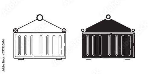 Container Shipment Icon – Cargo Transport and Freight Logistics Symbol on White