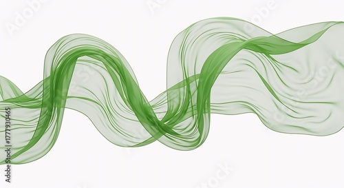 Elegant Green Swirling Wisps of Energy Forming a Flowing Ribbon